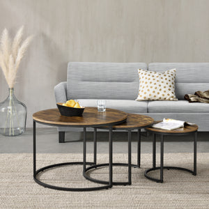 Zestaw stolików kawowych Arvidsjaur zestaw 3 ciemne drewno [en.casa]