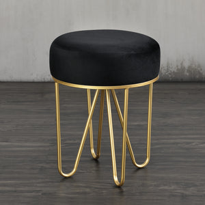 Taboret Runö tapicerowany do 100 kg kolor czarny/mosiądz [en.casa]