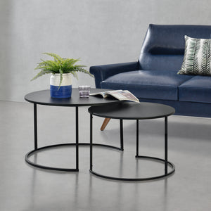 Zestaw stolików kawowych Korenica zestaw 2 max. 20-20 kg okrągły czarny [en.casa]