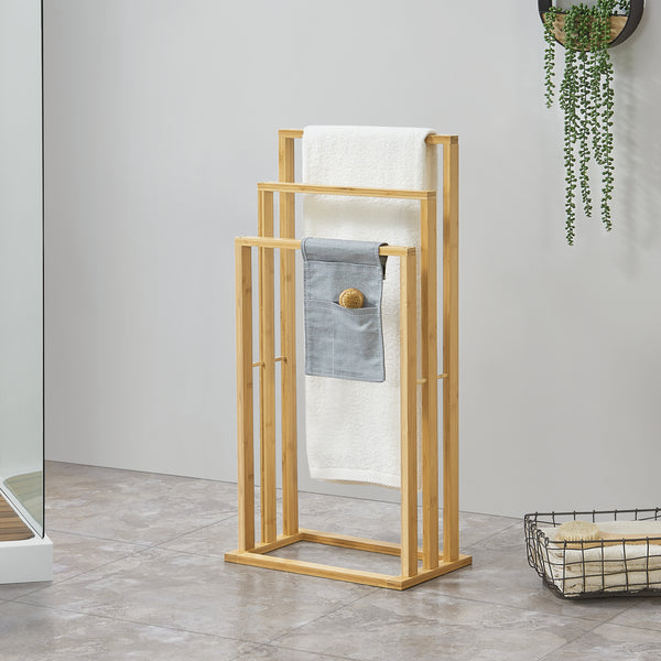 Uchwyt na ręczniki z bambusa Rana 40x24x82 cm [en.casa]