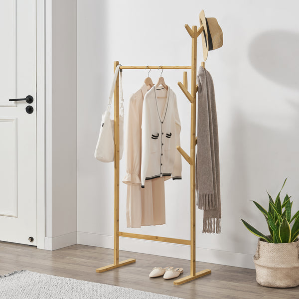 Bambusowy stojak na płaszcze Nordreisa 65x40x170cm [en.casa]