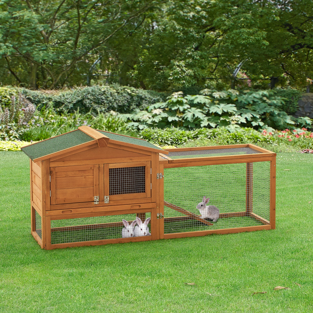 Kaninchenstall Oberursel 68x156x52cm Tannenholz [en.casa] - premiumXL