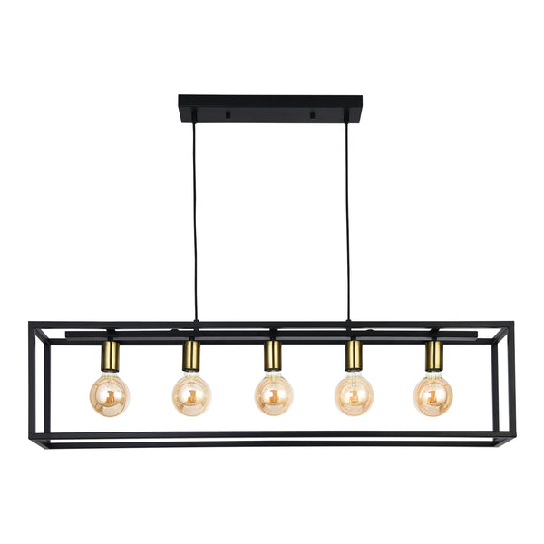 Lampa wisząca Rouen 5 x E27 Czarny / Kolor mosiądzu lux.pro