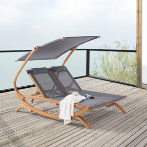 Leżanka podwójna Karystos 197x156x144cm Ciemnoszary [en.casa]