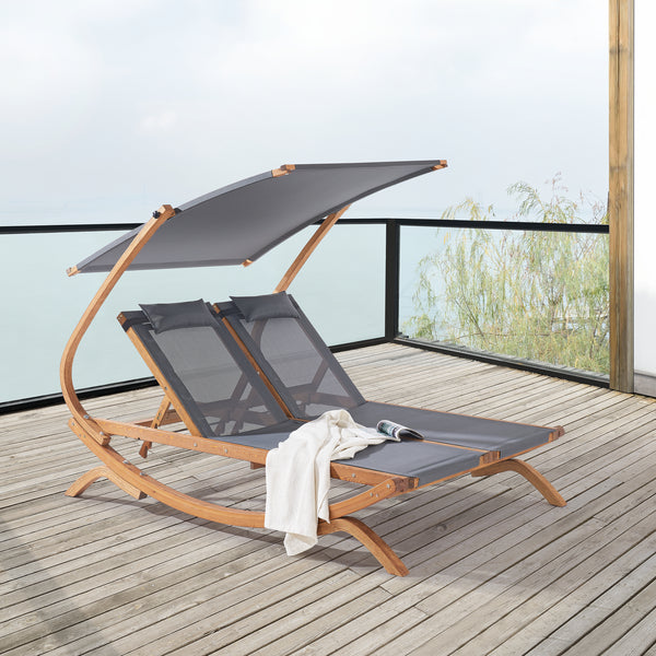 Leżanka podwójna Karystos 197x156x144cm Ciemnoszary [en.casa]