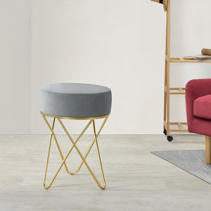 Stołek Beveren do ok. 100 kg kolor szary/mosiądz [en.casa]