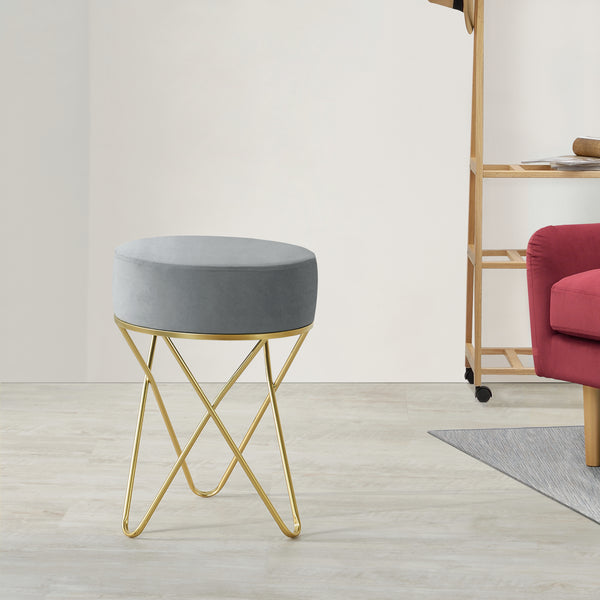 Stołek Beveren do ok. 100 kg kolor szary/mosiądz [en.casa]