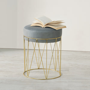 Taboret Melsele do ok. 100 kg szary/kolor mosiądzu [en.casa]