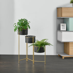 Stojak na kwiaty Kieldrecht 3-częściowy mosiądz czarny [en.casa]