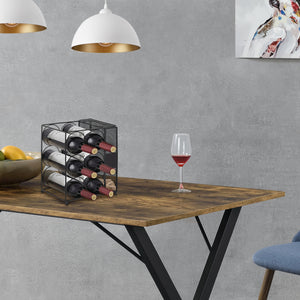 Stojak na wino Drangedal na 6 butelek z pojemnikiem siatkowym [en.casa]