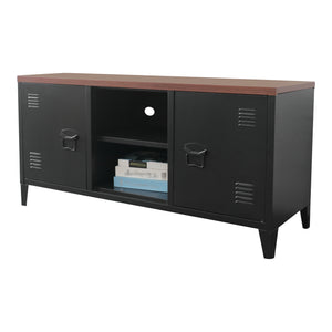 Stolik TV Pälkäne 58 x 113 x 40 cm czarny / wygląd drewna [en.casa]