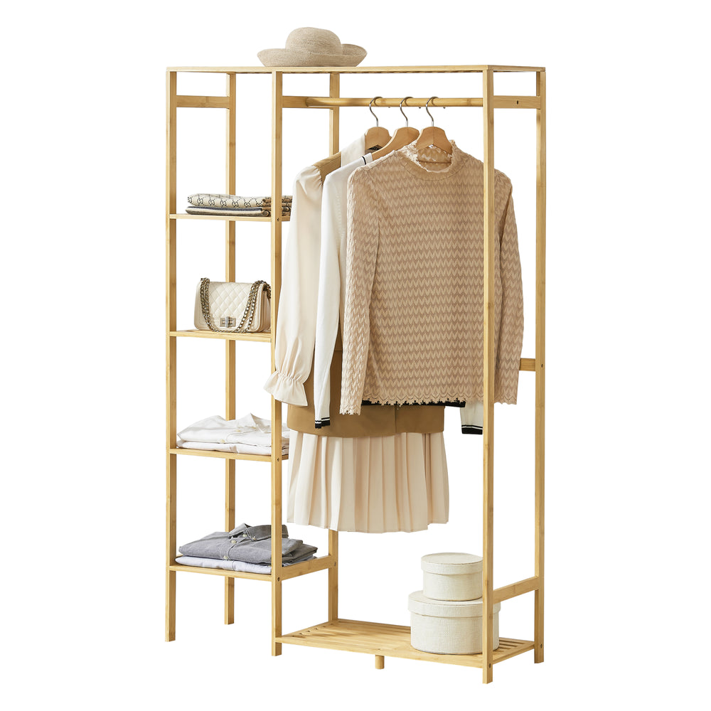 Garderobenständer Eurajoki 139x100x40 cm Bambus Natur [en.casa] - premiumXL