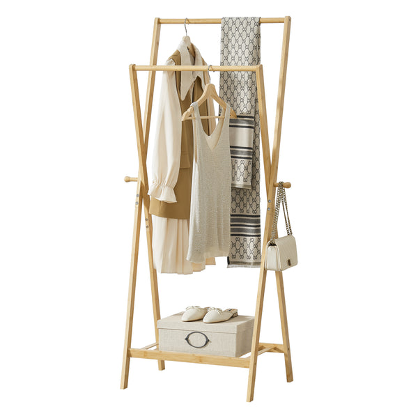 Wieszak na płaszcze Keitele 150 x 60 x 42 cm naturalny bambus [en.casa]