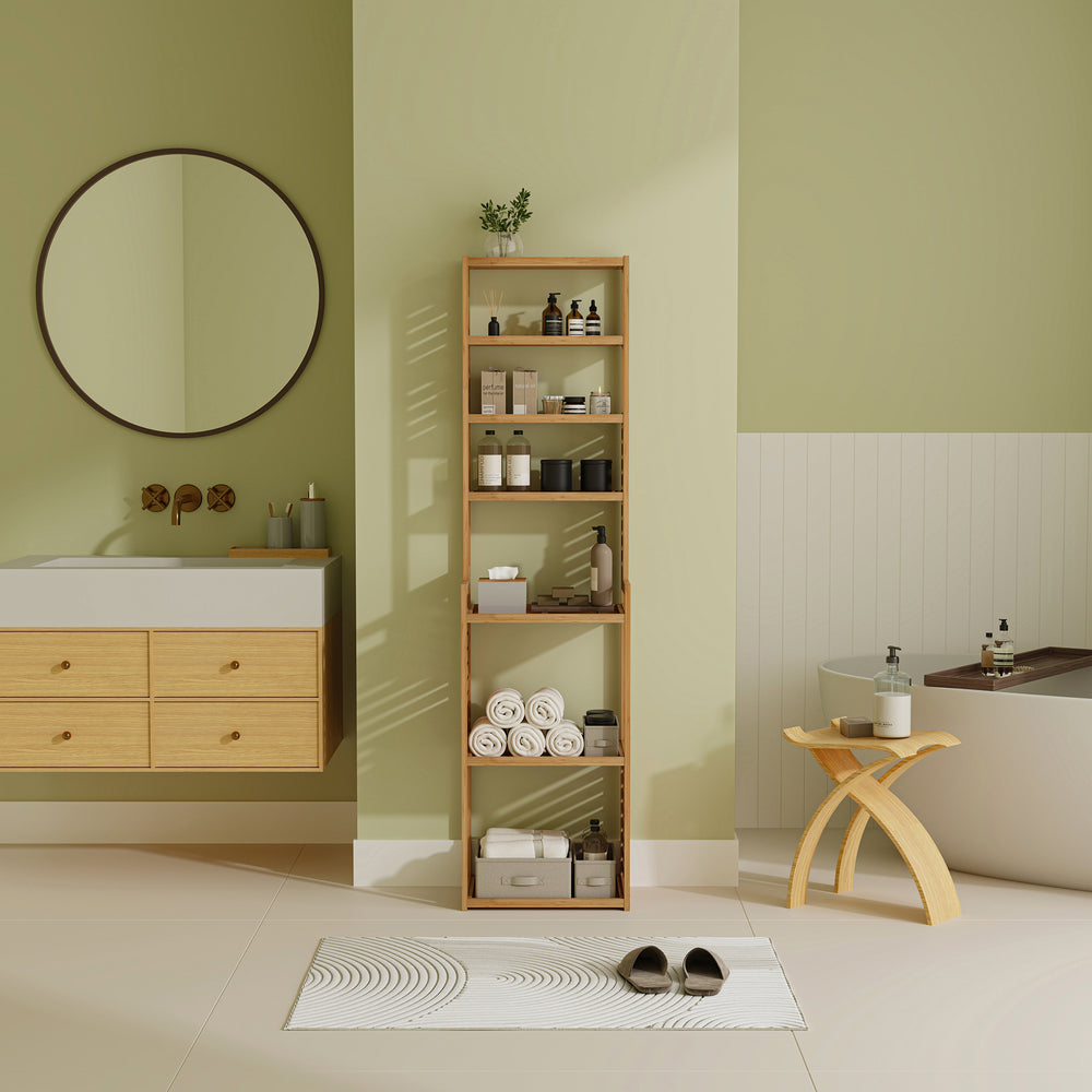 Regał stojący Forssa 165 x 42 x 28 cm bambus naturalny [en.casa] - premiumXL