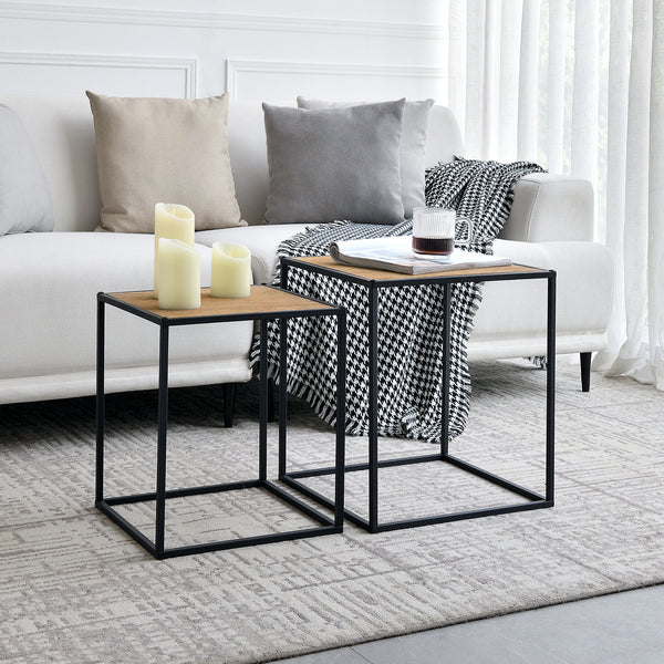 Stolik pomocniczy Grindavik w zestawie 2 sztuk, wygląd drewna [en.casa]