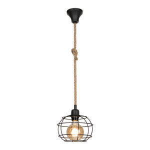 Lampa wisząca Altrincham 20 x 14 cm 1-światło czarny / jutowy [lux.pro]