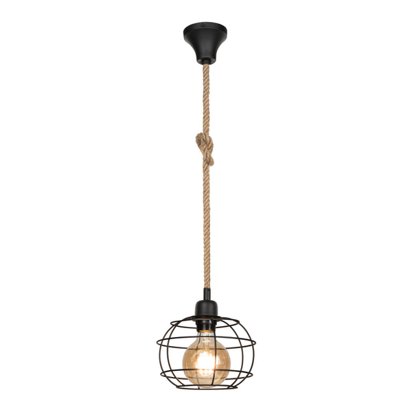 Lampa wisząca Altrincham 20 x 14 cm 1-światło czarny / jutowy [lux.pro]