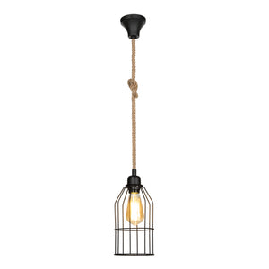 Lampa wisząca Ashford 24x14 cm 1-światło czarny/jutowy [lux.pro]