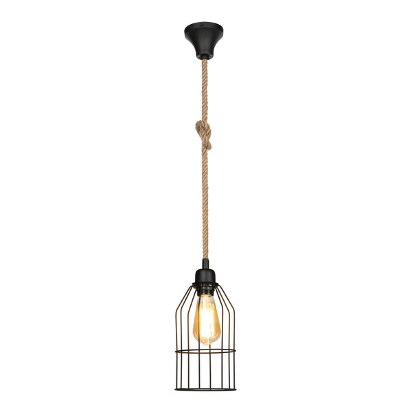 Lampa wisząca Ashford 24x14 cm 1-światło czarny/jutowy [lux.pro]