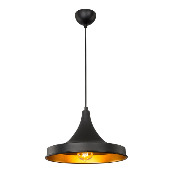 Lampa wisząca Bamber Bridge 22,5 x 32,5 cm 1-światło czarny / kolor mosiądzu [lux.pro]