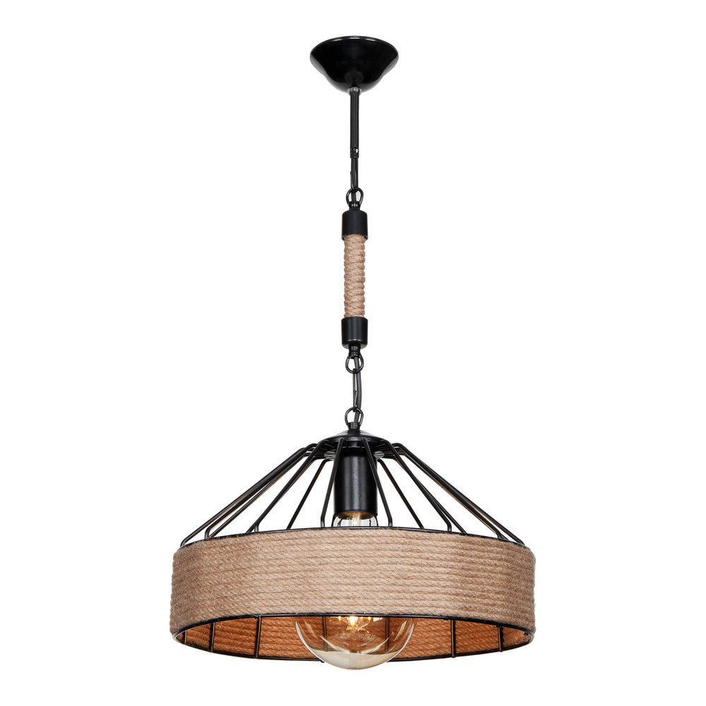 Hängeleuchte Bridgford E27 Metall Juteseil Schwarz/Jutefarben [lux.pro] - premiumXL