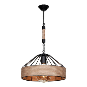 Bridgford lampa wisząca E27 metalowa lina jutowa czarna/juta kolorowa [lux.pro]