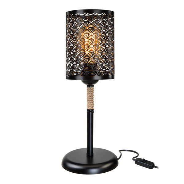 Lampa stołowa Filton E27 metalowa lina jutowa czarna / kolory juty [lux.pro]