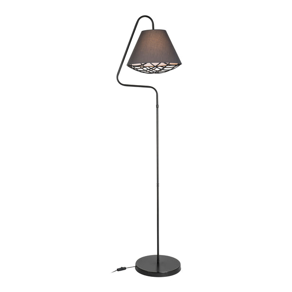 Lampa podłogowa Gateshead E27 metal tekstylny czarny / szary [lux.pro]