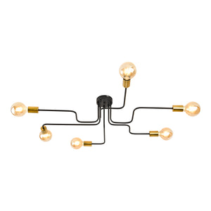 Lampa sufitowa Carlisle Industrial 6 x E27 Czarny/Mosiężny [lux.pro]