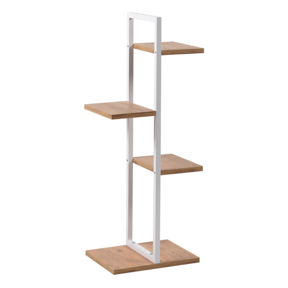 Blaabjerg metalowa półka na rośliny 90x35x26cm biały / orzechowy wygląd [en.casa]