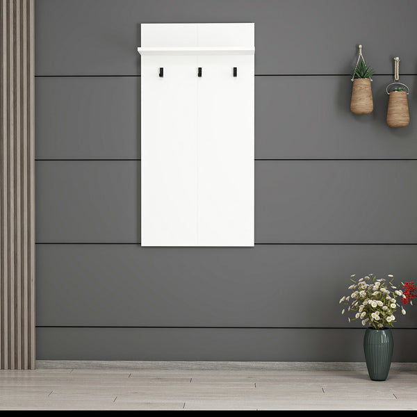 Panel do szafy Farsø z półką i 3 haczykami biały [en.casa]