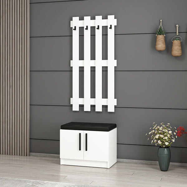 Panel do szafy z ławką na buty Farum White [en.casa]