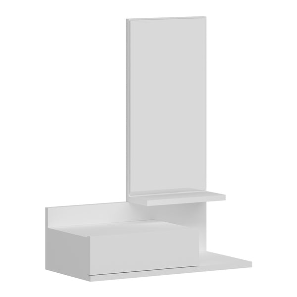 Półka ścienna z lustrem i szufladą Gundsø White [en.casa]