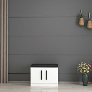 Ławka na buty Fjends z 2 drzwiami i 3 półkami Biała [en.casa]