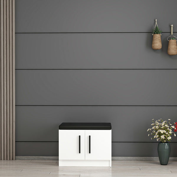 Ławka na buty Fjends z 2 drzwiami i 3 półkami Biała [en.casa]