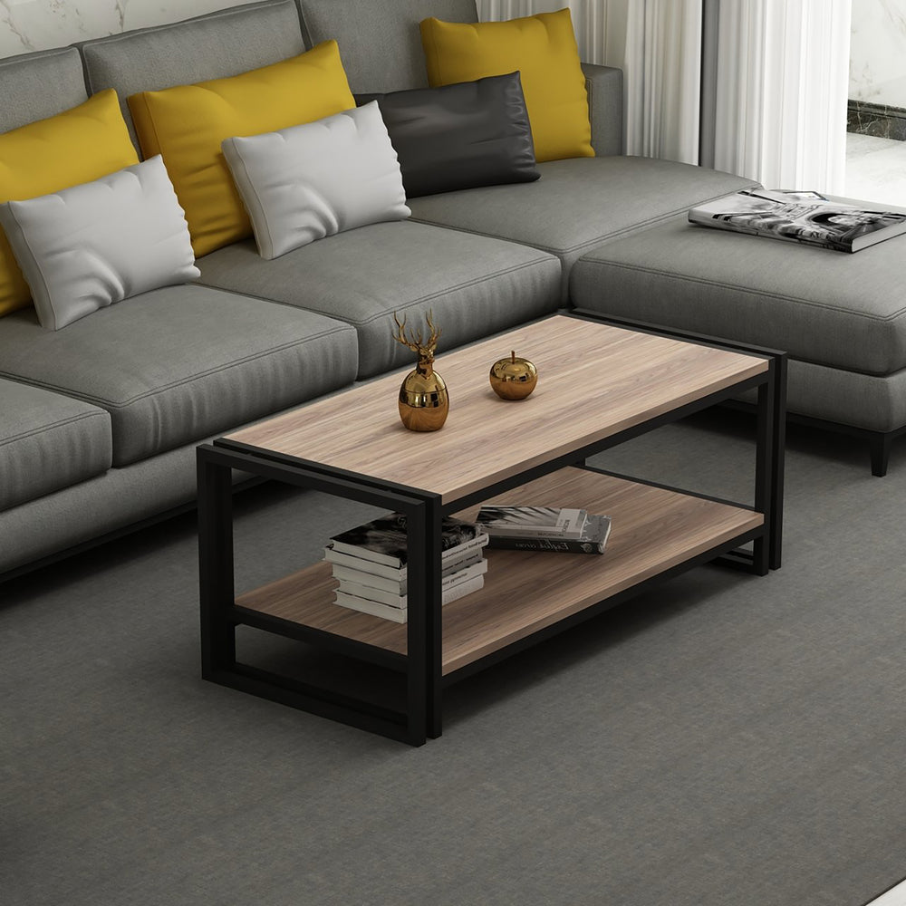 Stolik kawowy Græsted-Gilleleje z dolną półką o wyglądzie dębu [en.casa]