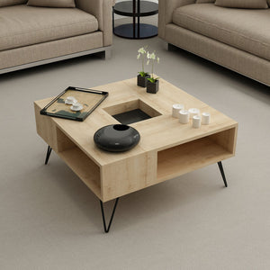 Stolik kawowy Gråsten z półkami Saphir dąb / czarny [en.casa]