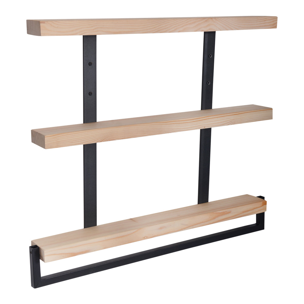 Półka ścienna Nykøbing z 3 półkami naturalna/czarna [en.casa]
