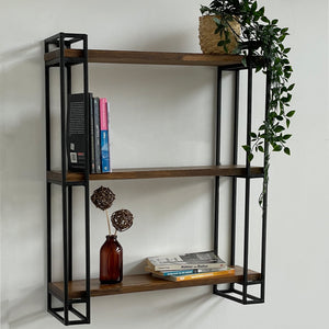 Półka ścienna Falster z drewna sosnowego, bejcowana [en.casa]