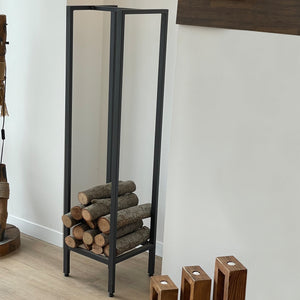 Stojak na drewno opałowe Taarbæk 140x35x35cm czarny [en.casa]