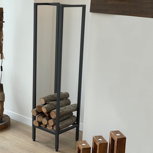 Stojak na drewno opałowe Taarbæk 140x35x35cm czarny [en.casa]