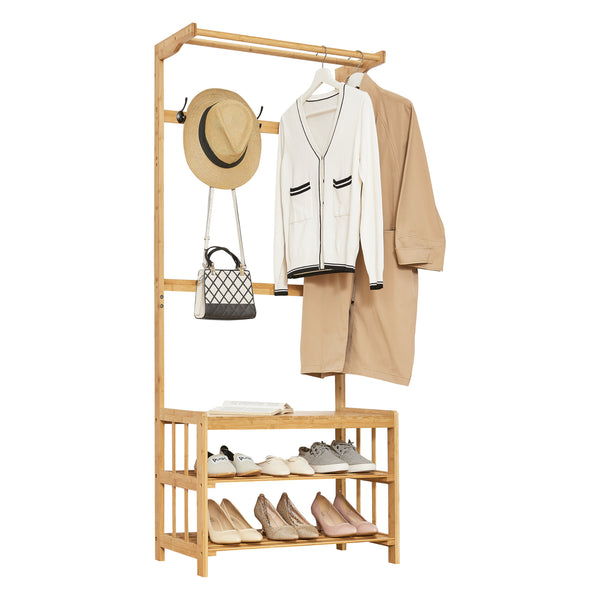 Wieszak Tornio 168 x 70 x 35 cm wykonany z naturalnego bambusa [en.casa]