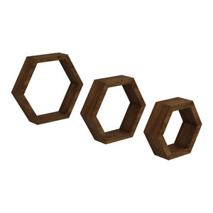 Zestaw półek ściennych Stubbekøbing 3-częściowy Drewno sosnowe Ciemny odcień drewna [en.casa]