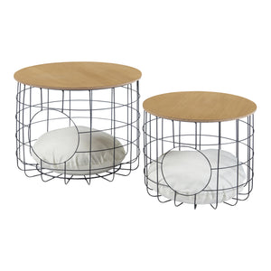 Wiklinowy stolik Haapajärvi w zestawie 2 sztuk z jaskinią dla kota [en.casa]