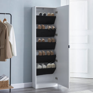 Szafka na buty Meura 160x48x20cm lustrzana biała [en.casa]