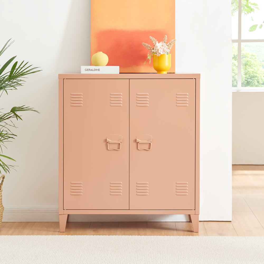 Metalowa szafka Oripää - 90x80x33cm - Jasny brąz