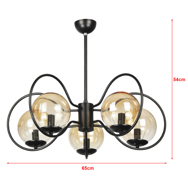 Lampa wisząca Hunstanton 5-light czarna [lux.pro]