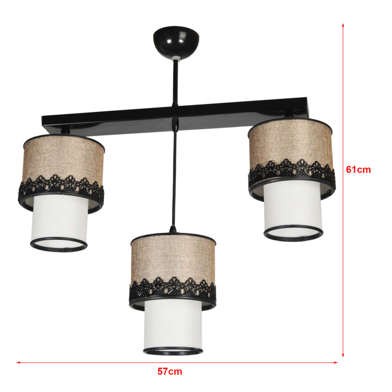 Szkic wymiarowy Lampa wisząca Broadstairs czarny / beżowy / biały [lux.pro]