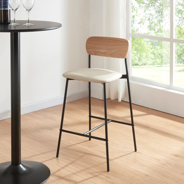 Krzesło barowe Jyväskylä zestaw 2 89x40x45 cm beżowy [en.casa]