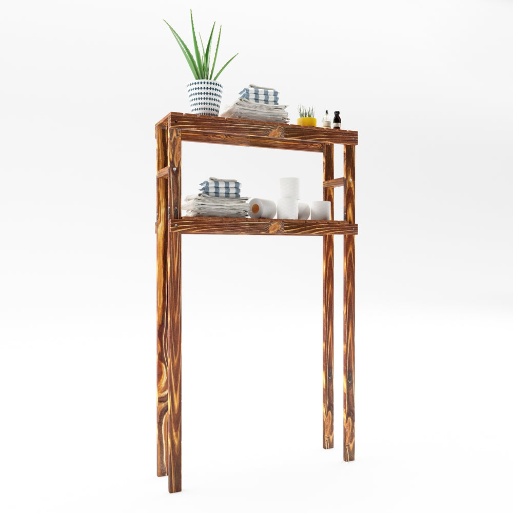 Waschmaschinenregal Kinnula 120x70x20cm Dunkler Holzton [en.casa] - premiumXL